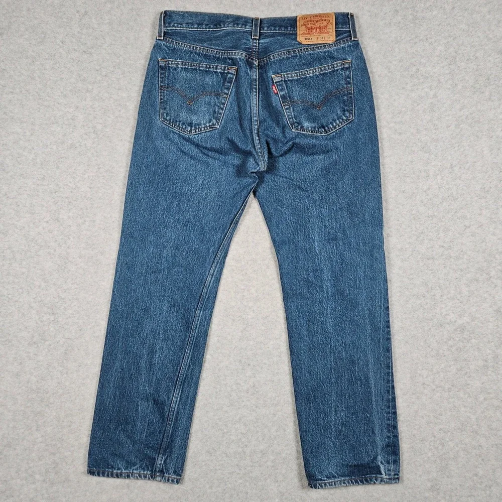 Vintage Levi's Men 34x33 Blue Denim Jeans 501xx Straight Button Fly (Fits 33x30)